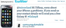 samsung regala Galaxy S por Twitter